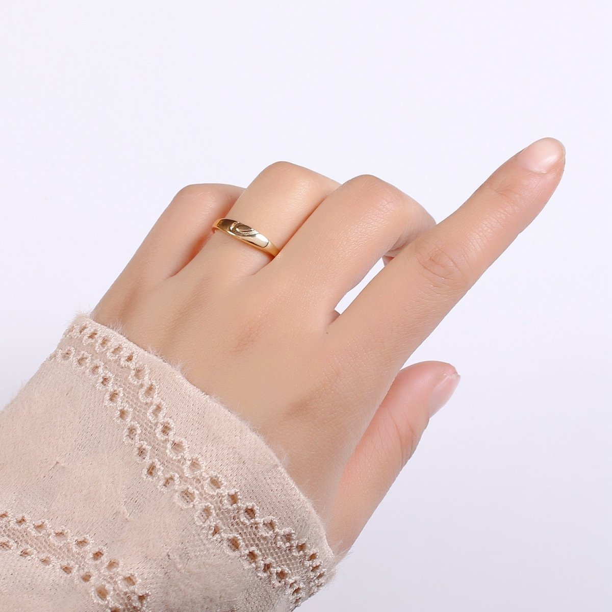 18K Gold Filled Heart Adjustable Ring - R309 - DLUXCA