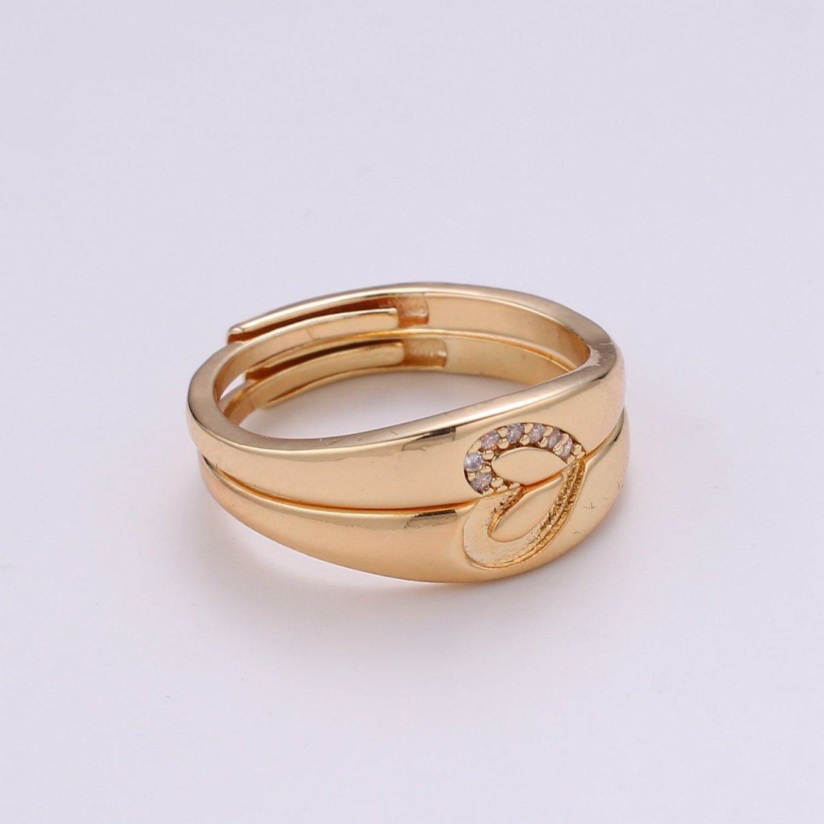 18K Gold Filled Heart Adjustable Ring - R309 - DLUXCA
