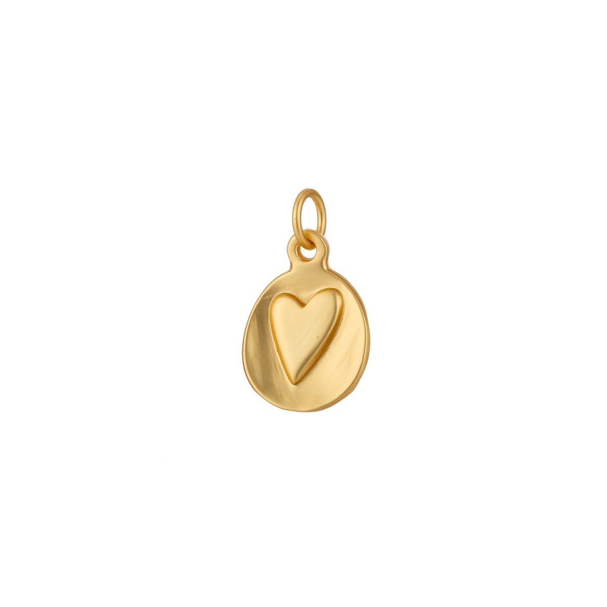 18k Gold FIlled Heart Imprint Circle Medallion Coin Charm Mother Daughter Sisters Best Friend Necklace Bracelet Earring Pendant C-483 - DLUXCA