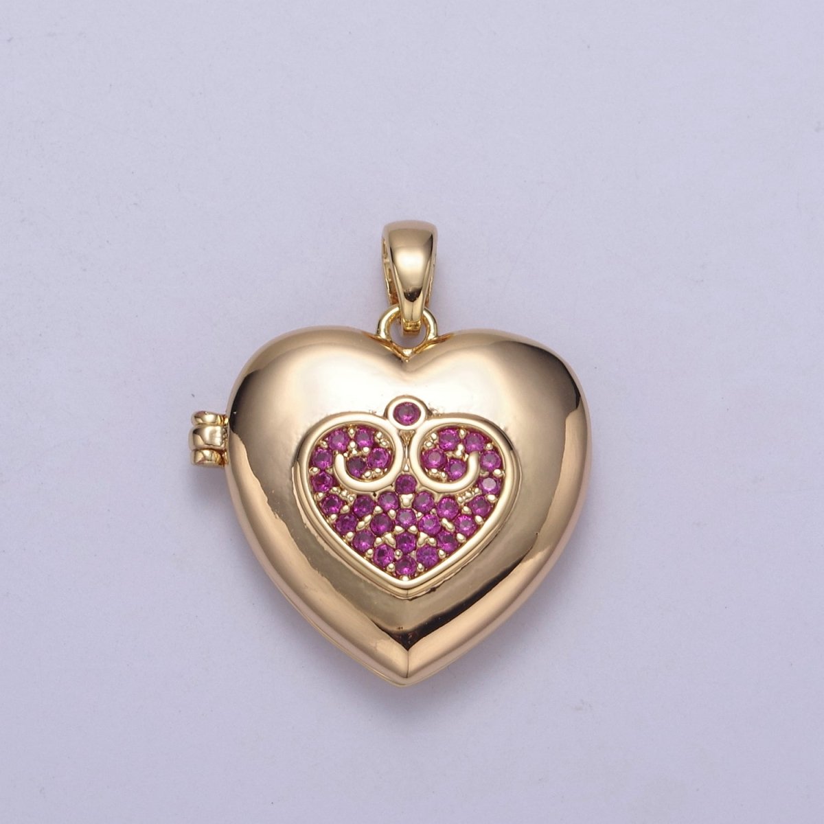 18K Gold Filled Heart Locket Pendant Photo Locket, Locket for Necklace, Micro Pave Cz Heart Locket, Gift for Her H-553 H-556