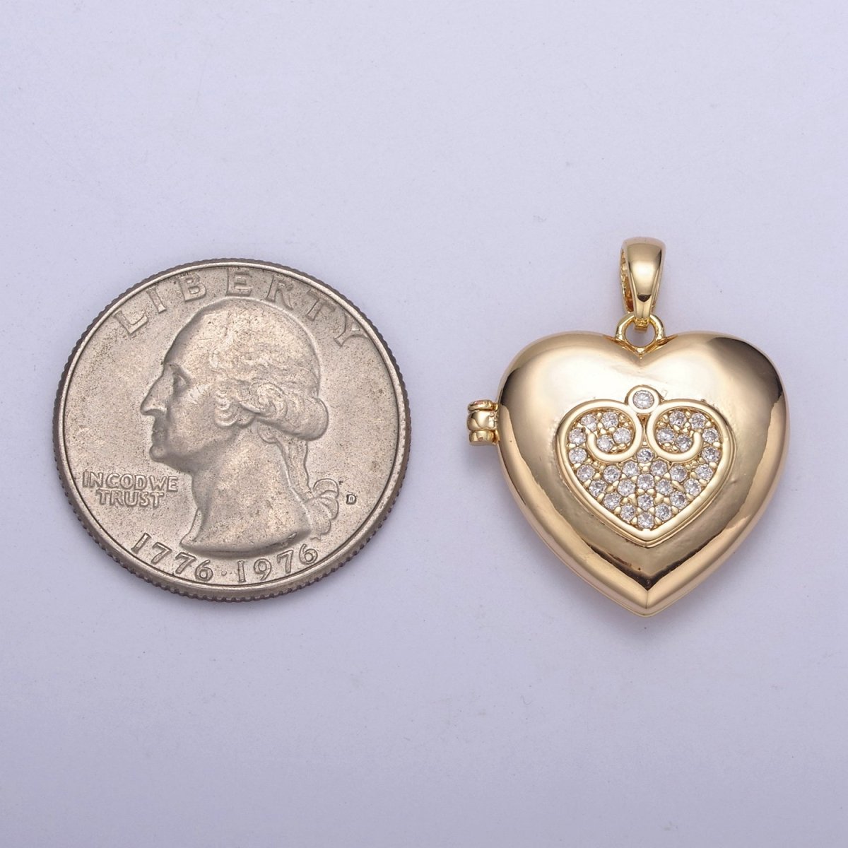 18K Gold Filled Heart Locket Pendant Photo Locket, Locket for Necklace, Micro Pave Cz Heart Locket, Gift for Her H-553 H-556