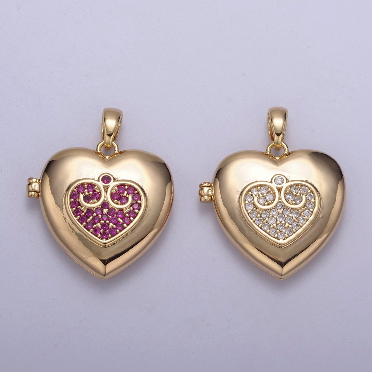 18K Gold Filled Heart Locket Pendant Photo Locket, Locket for Necklace, Micro Pave Cz Heart Locket, Gift for Her H-553 H-556