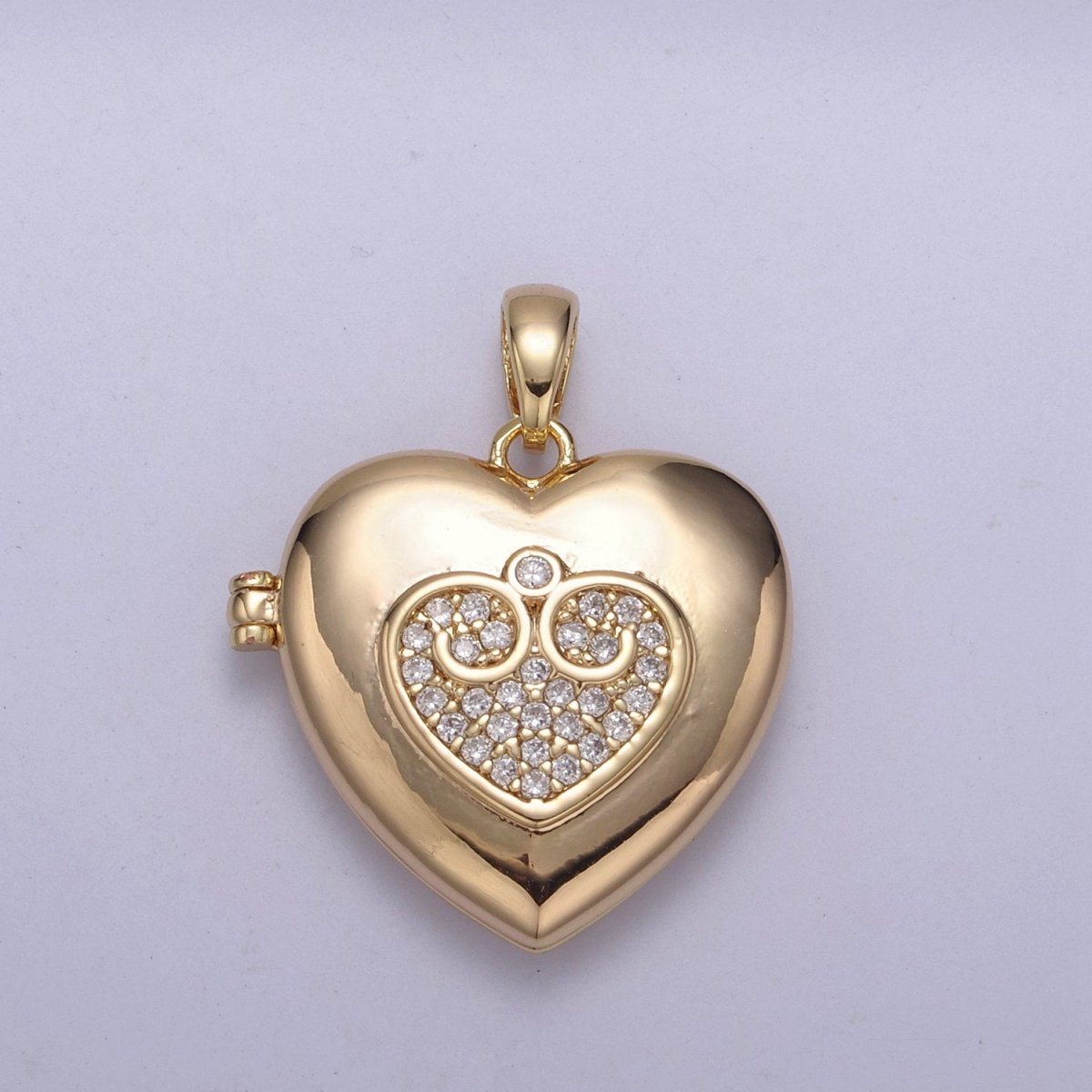 18K Gold Filled Heart Locket Pendant Photo Locket, Locket for Necklace, Micro Pave Cz Heart Locket, Gift for Her H-553 H-556