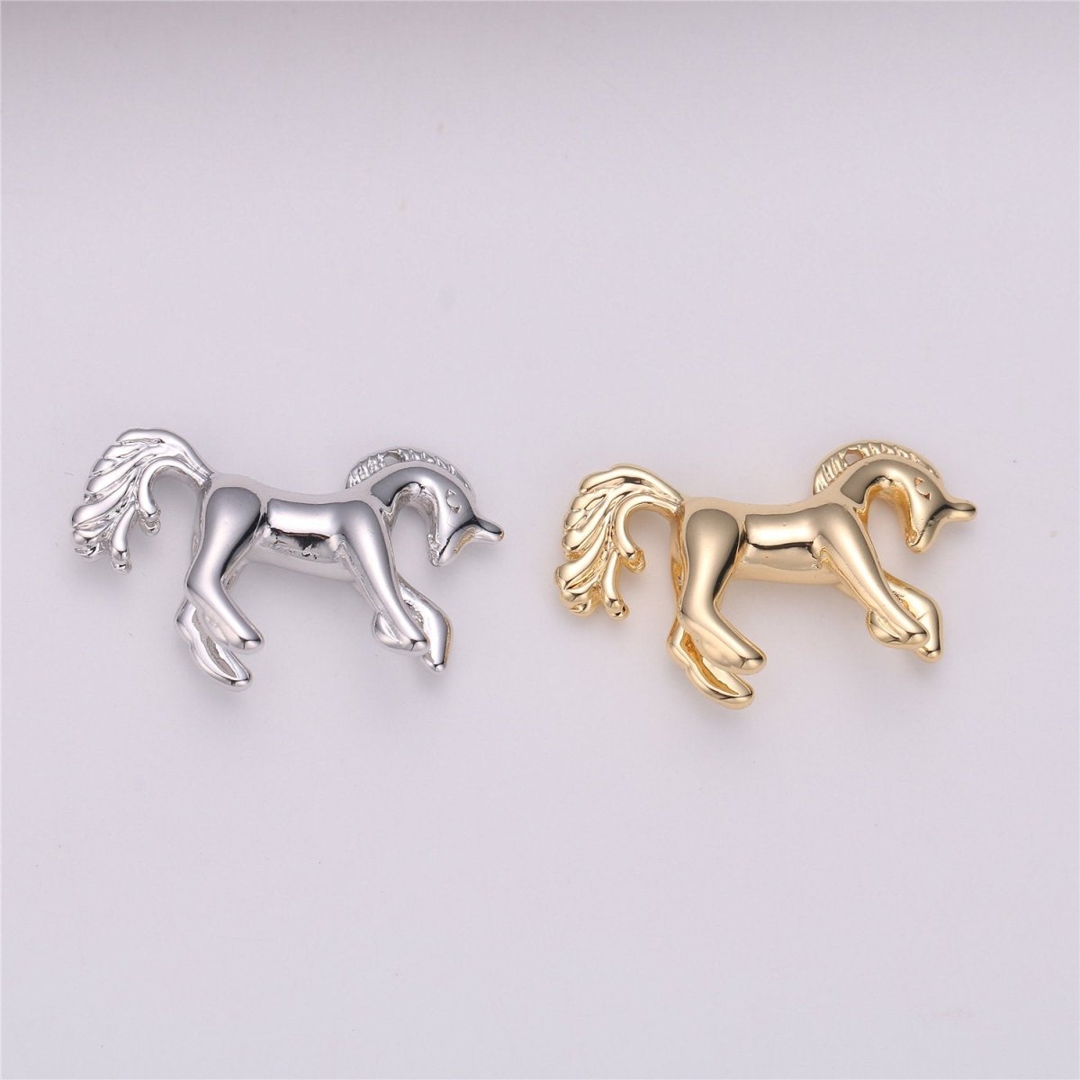 16K Gold Filled Stallion Horse Unicorn Multidimensional 3D Charm in Gold & Silver | C527