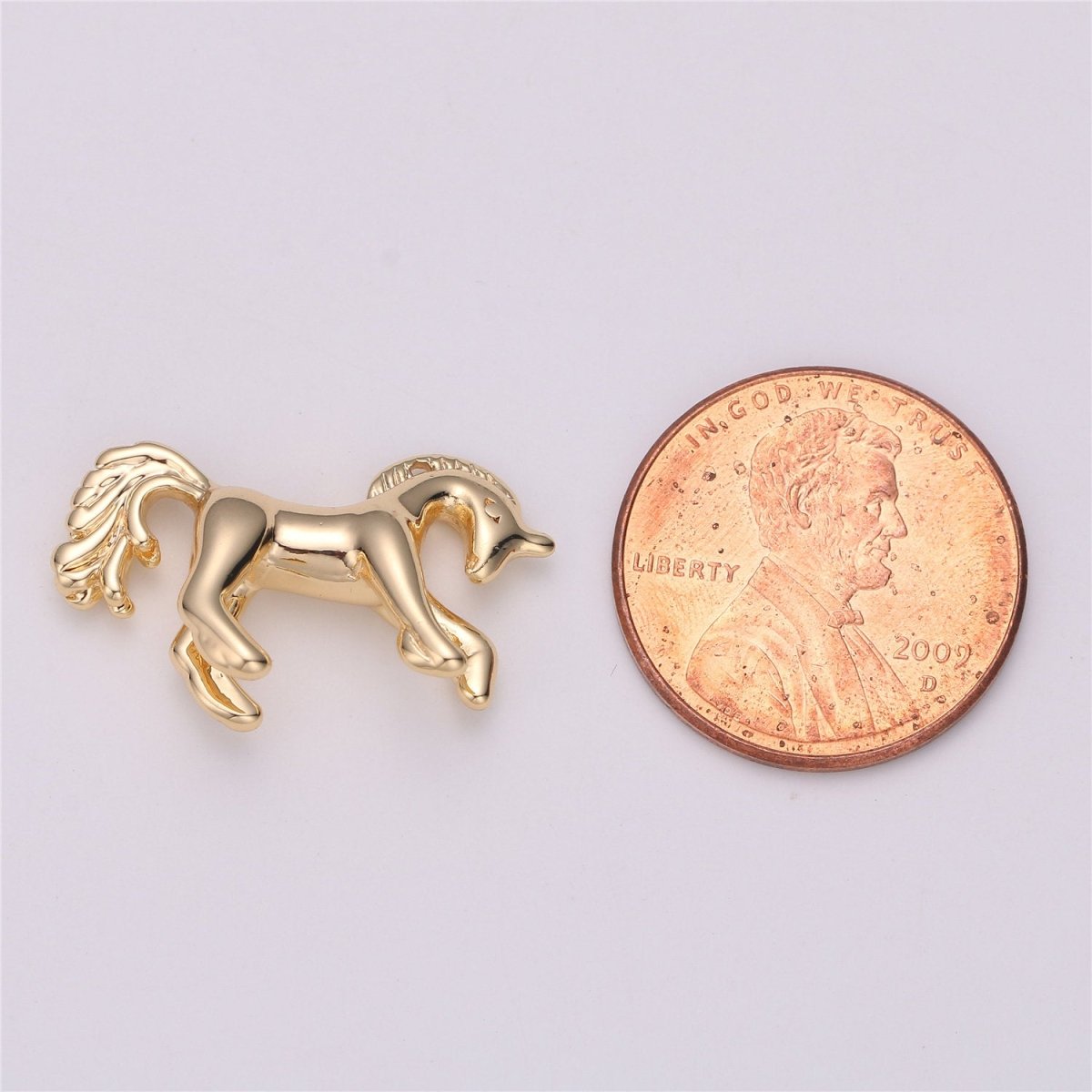 16K Gold Filled Stallion Horse Unicorn Multidimensional 3D Charm in Gold & Silver | C527