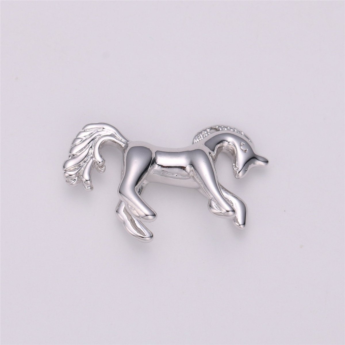 16K Gold Filled Stallion Horse Unicorn Multidimensional 3D Charm in Gold & Silver | C527