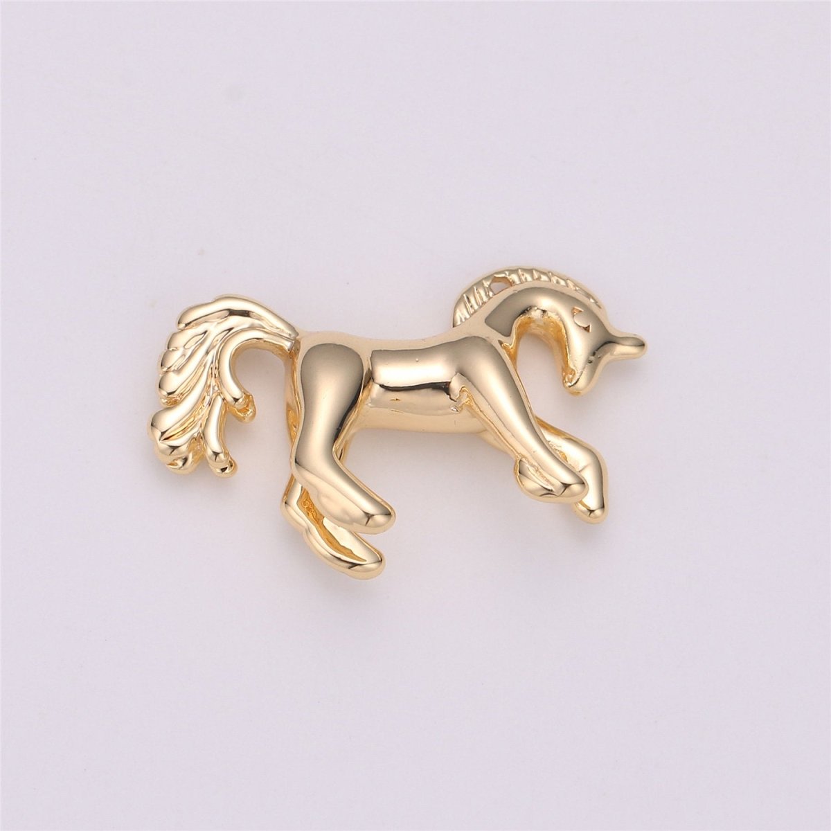 16K Gold Filled Stallion Horse Unicorn Multidimensional 3D Charm in Gold & Silver | C527