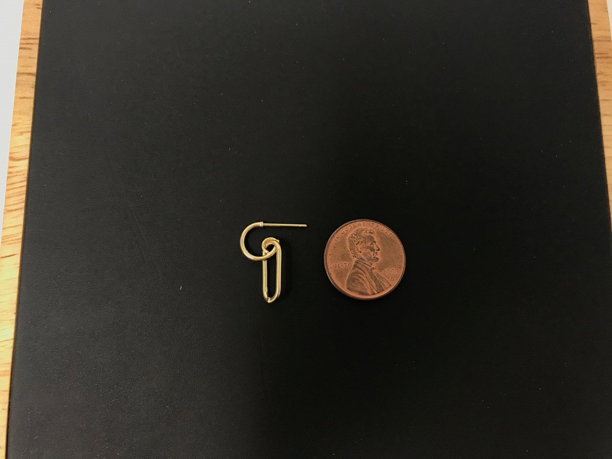 18k Gold Filled Huggies Earrings with Loop, Chained Earrings, Dangle Earring Making Supply Findings for Jewelry Making Supplies K-024