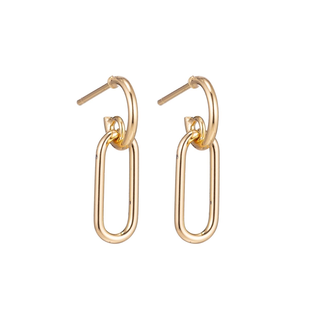 18k Gold Filled Huggies Earrings with Loop, Chained Earrings, Dangle Earring Making Supply Findings for Jewelry Making Supplies K-024