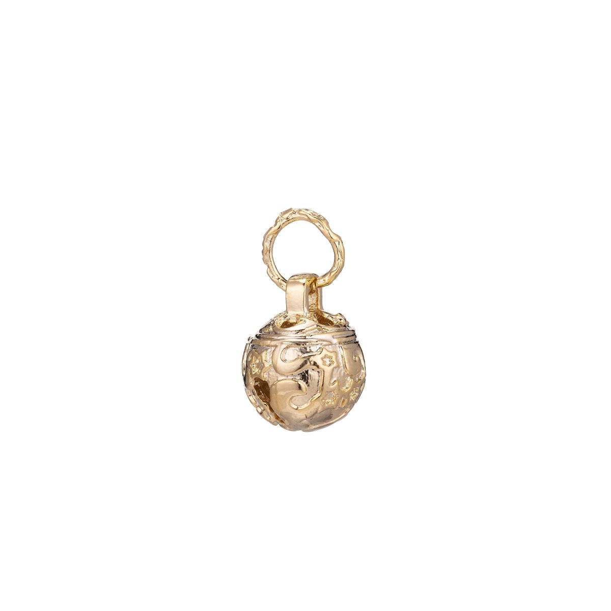 18k Gold Filled Jingle Bell Charms Round Cat Bell Charms Antique Gold Bell Pendant for Necklace Bracelet making " Can Jingle" for Supply E-451 E-576 E-577