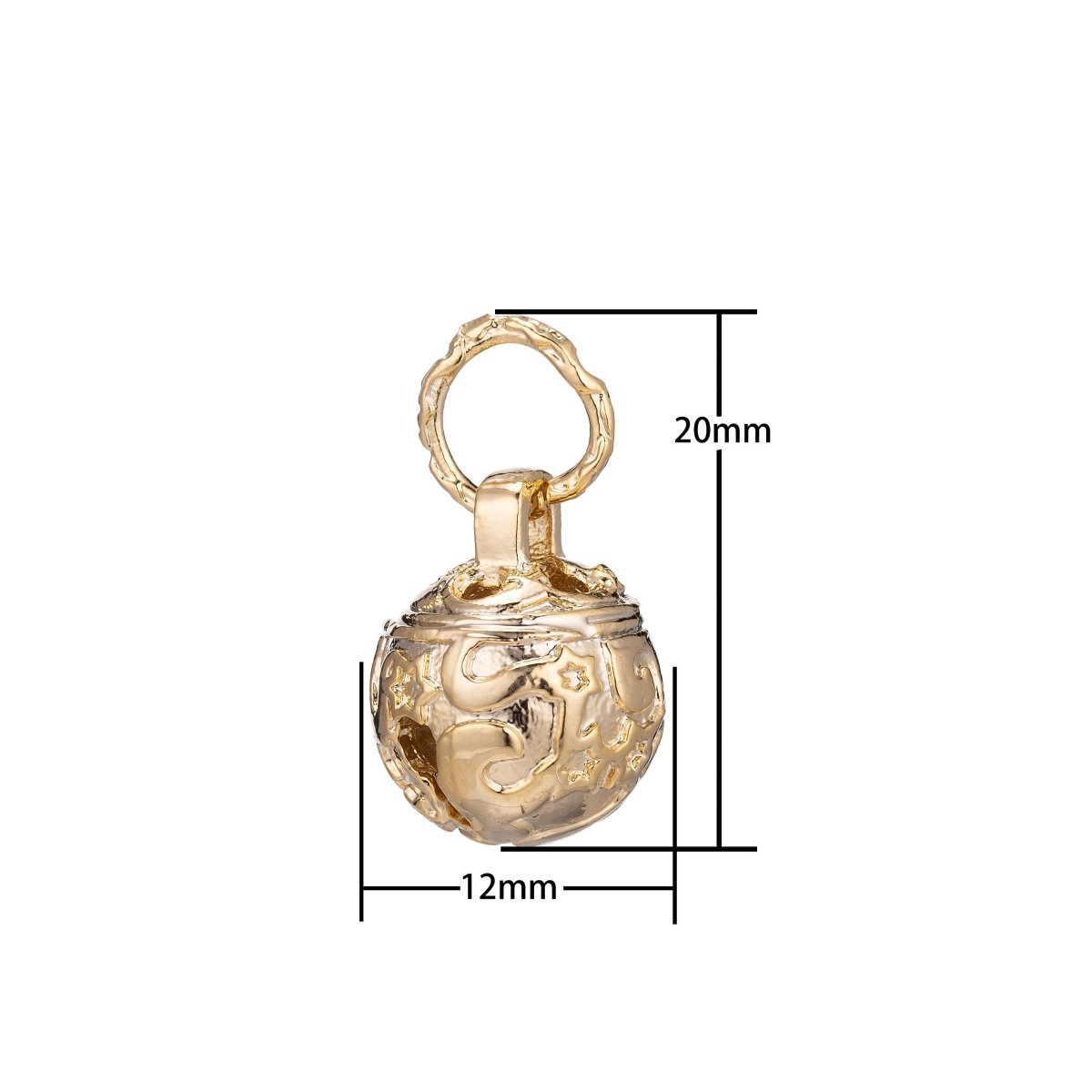 18k Gold Filled Jingle Bell Charms Round Cat Bell Charms Antique Gold Bell Pendant for Necklace Bracelet making " Can Jingle" for Supply E-451 E-576 E-577