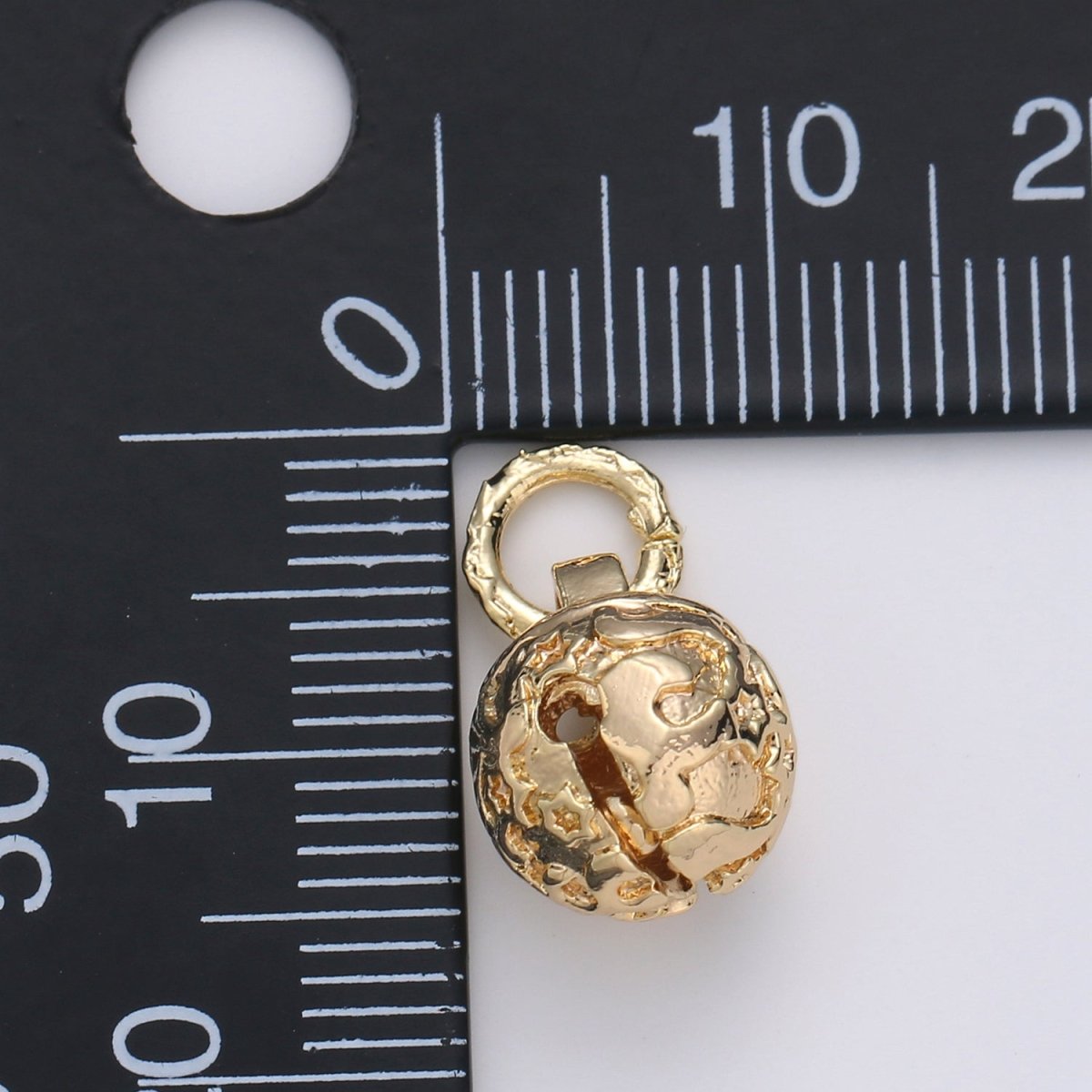 18k Gold Filled Jingle Bell Charms Round Cat Bell Charms Antique Gold Bell Pendant for Necklace Bracelet making " Can Jingle" for Supply E-451 E-576 E-577