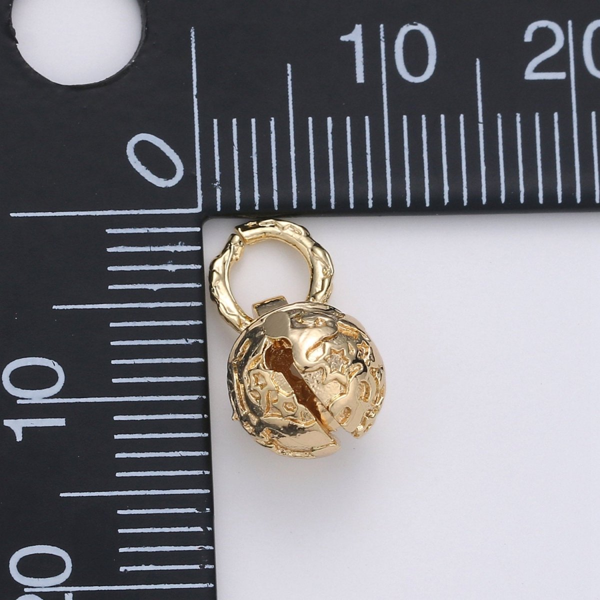 18k Gold Filled Jingle Bell Charms Round Cat Bell Charms Antique Gold Bell Pendant for Necklace Bracelet making " Can Jingle" for Supply E-451 E-576 E-577