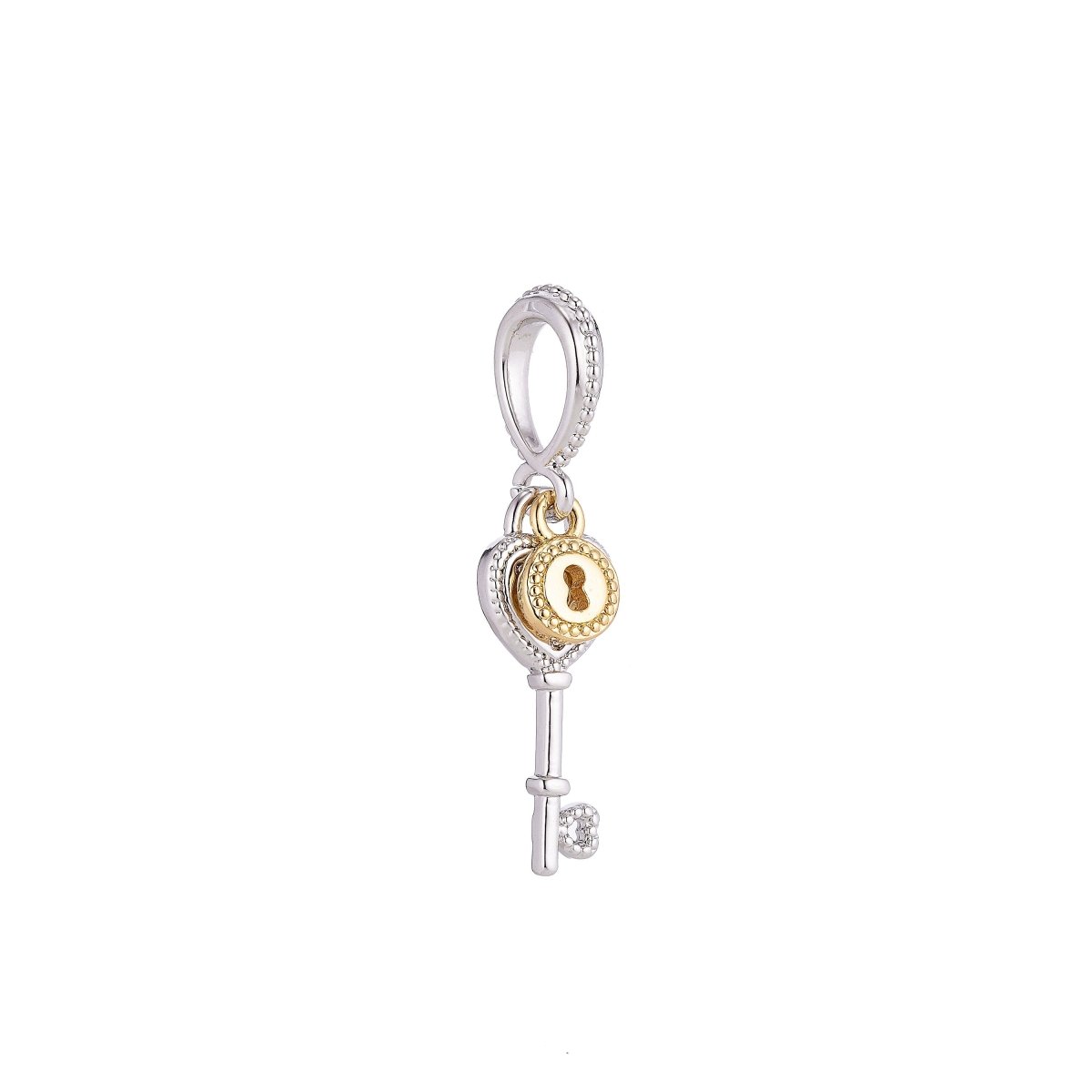 18K Gold Filled Lock And Key, Cubic Zirconia Necklace Pendant Charm Bails Findings for Jewelry Making H-193 - DLUXCA