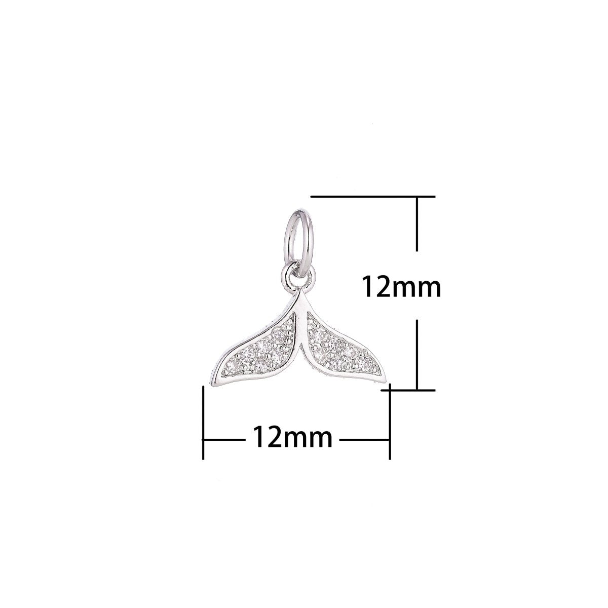 18K Gold Filled Lovely Mermaid Tail Cubic Zirconia Necklace Pendant Bracelet Earring Charm for Jewelry Making C-073