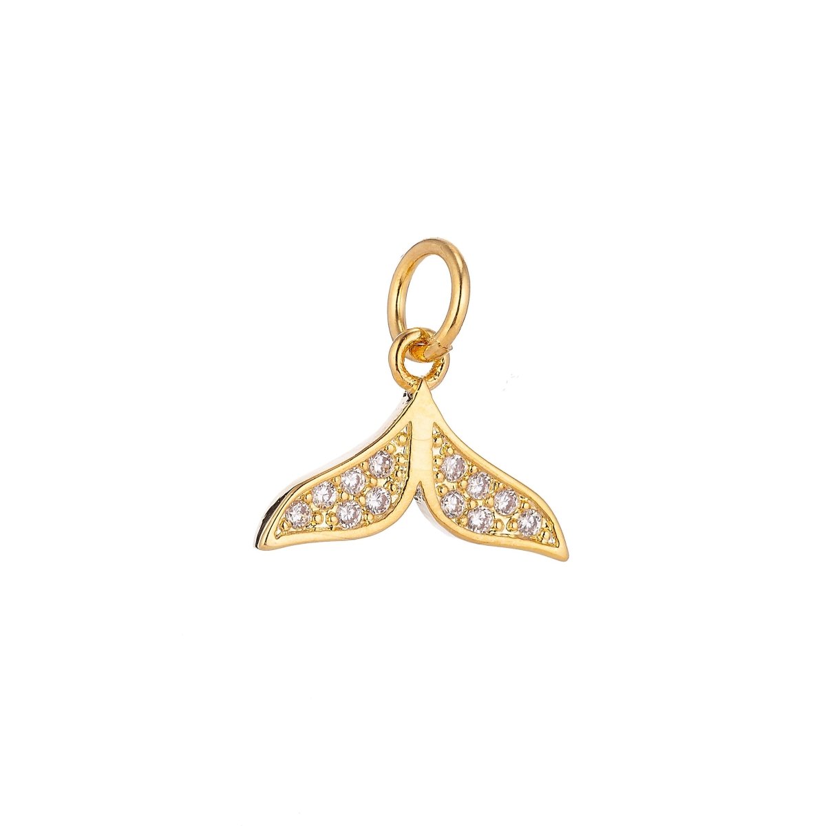 18K Gold Filled Lovely Mermaid Tail Cubic Zirconia Necklace Pendant Bracelet Earring Charm for Jewelry Making C-073