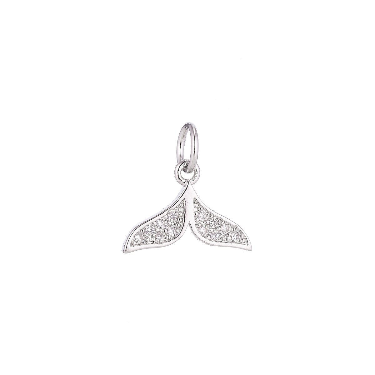 18K Gold Filled Lovely Mermaid Tail Cubic Zirconia Necklace Pendant Bracelet Earring Charm for Jewelry Making C-073