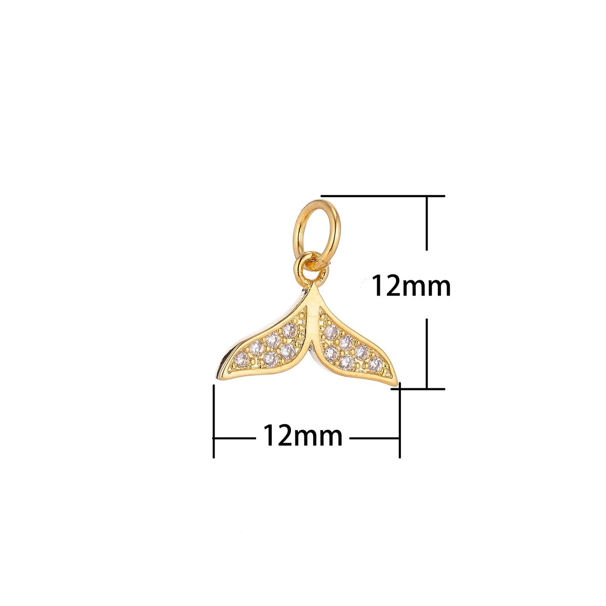 18K Gold Filled Lovely Mermaid Tail Cubic Zirconia Necklace Pendant Bracelet Earring Charm for Jewelry Making C-073