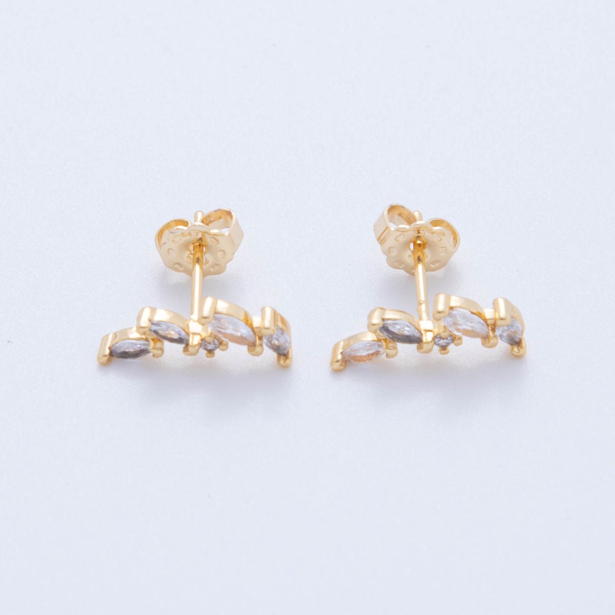 18K Gold Filled Marquise CZ Rome Leaves Stud Earrings | AI402 - DLUXCA