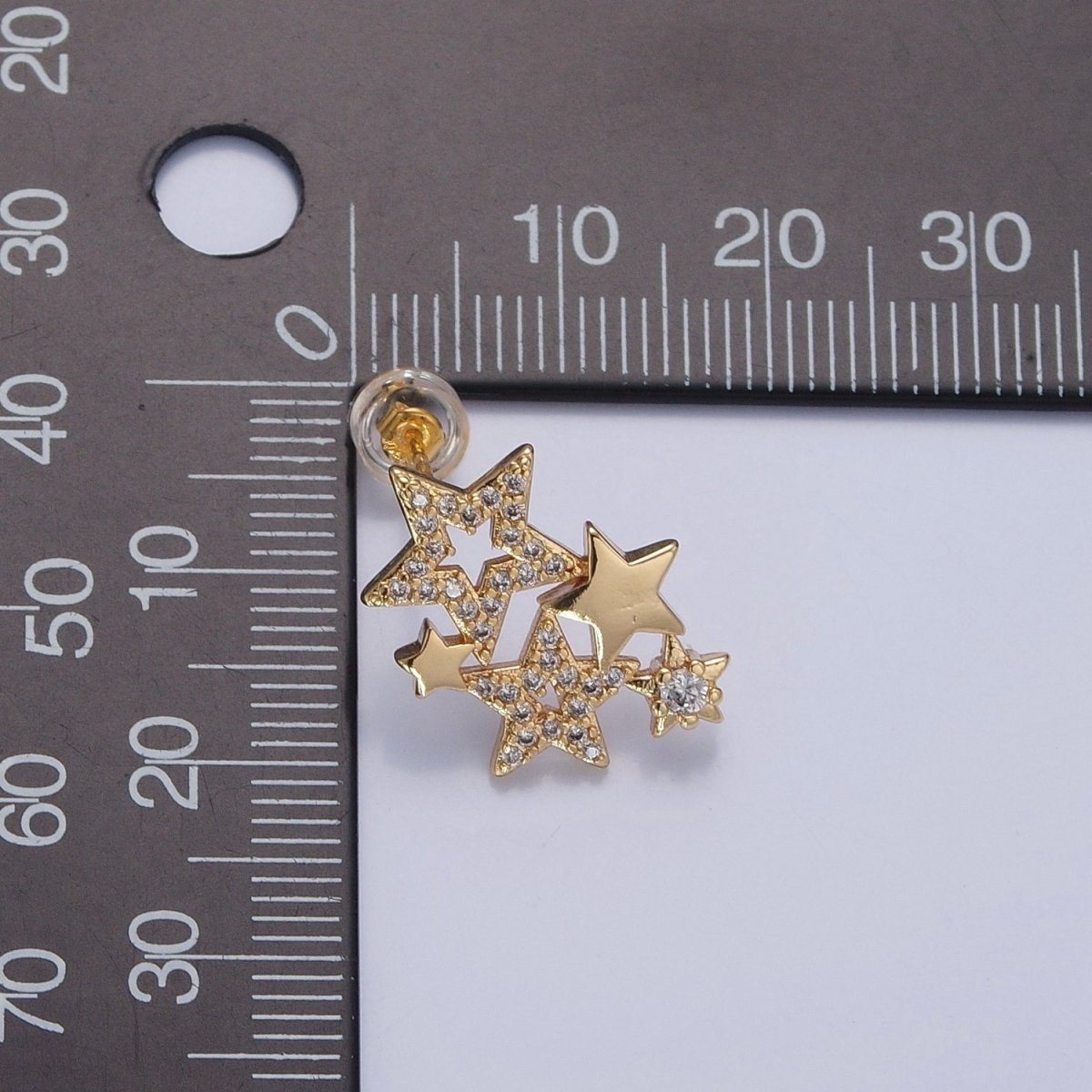 18K Gold Filled Micro CZ Pave Star Earrings Studs V-444 - DLUXCA