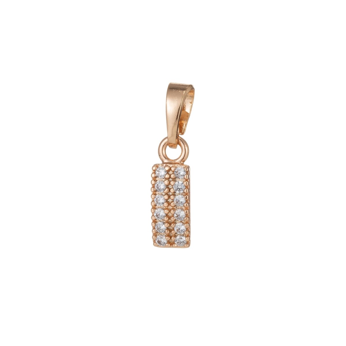 18k Gold Filled Micro Pave Cubic Zirconia Bar Pendant Charm, Micro Pave CZ Pendant Charm, Gold Filled Pendant, For DIY Jewelry I-530 - DLUXCA