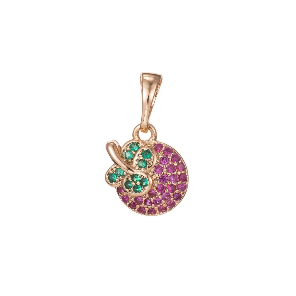 18k Gold Filled Micro Pave CZ Apple Pendant Charm, Micro Pave CZ Apple Pendant Charm, Gold Filled Fruit Pendant, For DIY Jewelry I-410 I-482