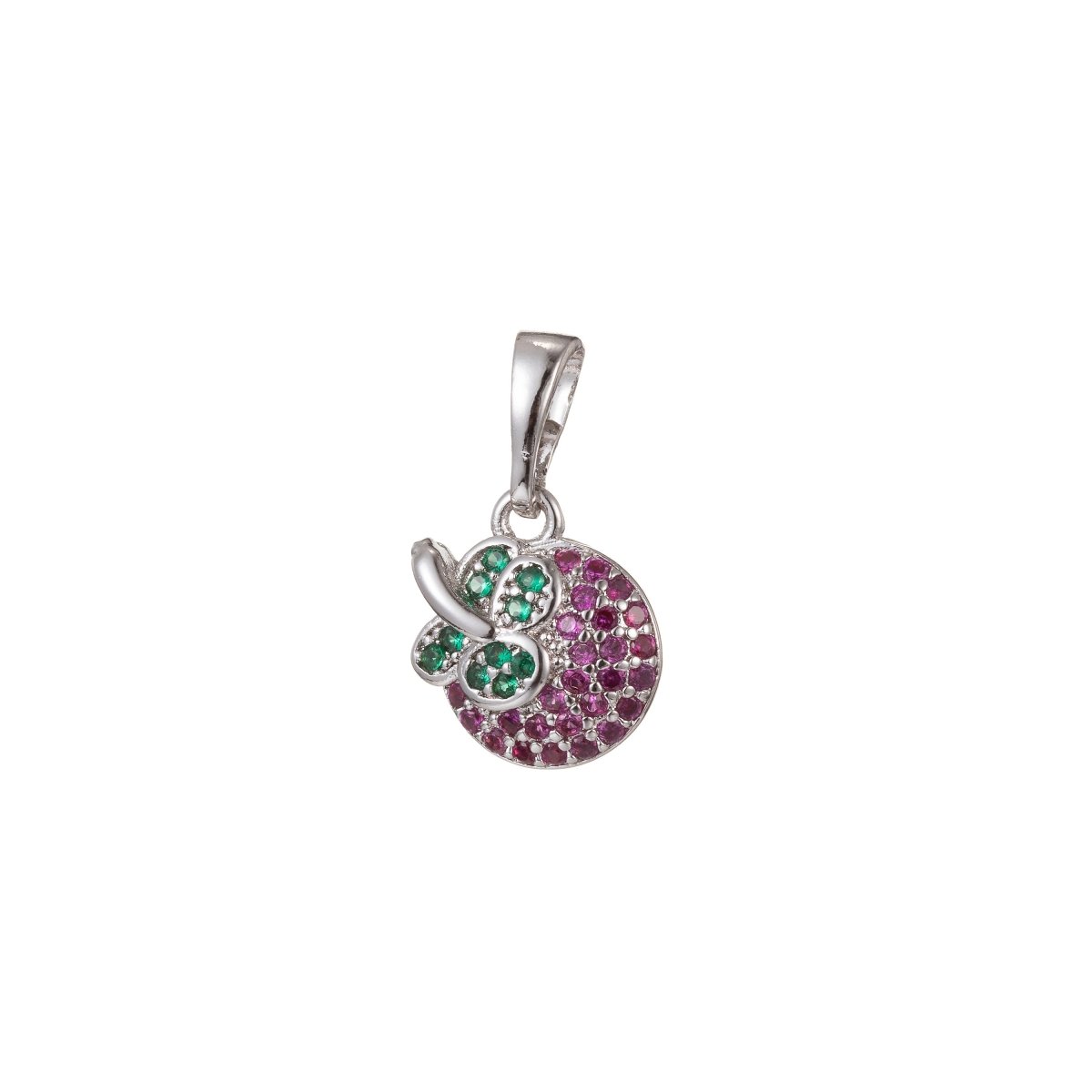 18k Gold Filled Micro Pave CZ Apple Pendant Charm, Micro Pave CZ Apple Pendant Charm, Gold Filled Fruit Pendant, For DIY Jewelry I-410 I-482