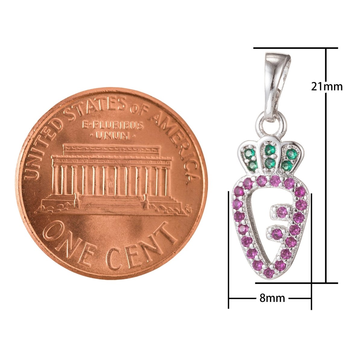 18k Gold Filled Micro Pave CZ Carrot Pendant Charm, Carrot Pendant Charm, Gold Filled Veggie Pendant, For DIY Jewelry Making I-419 I-514