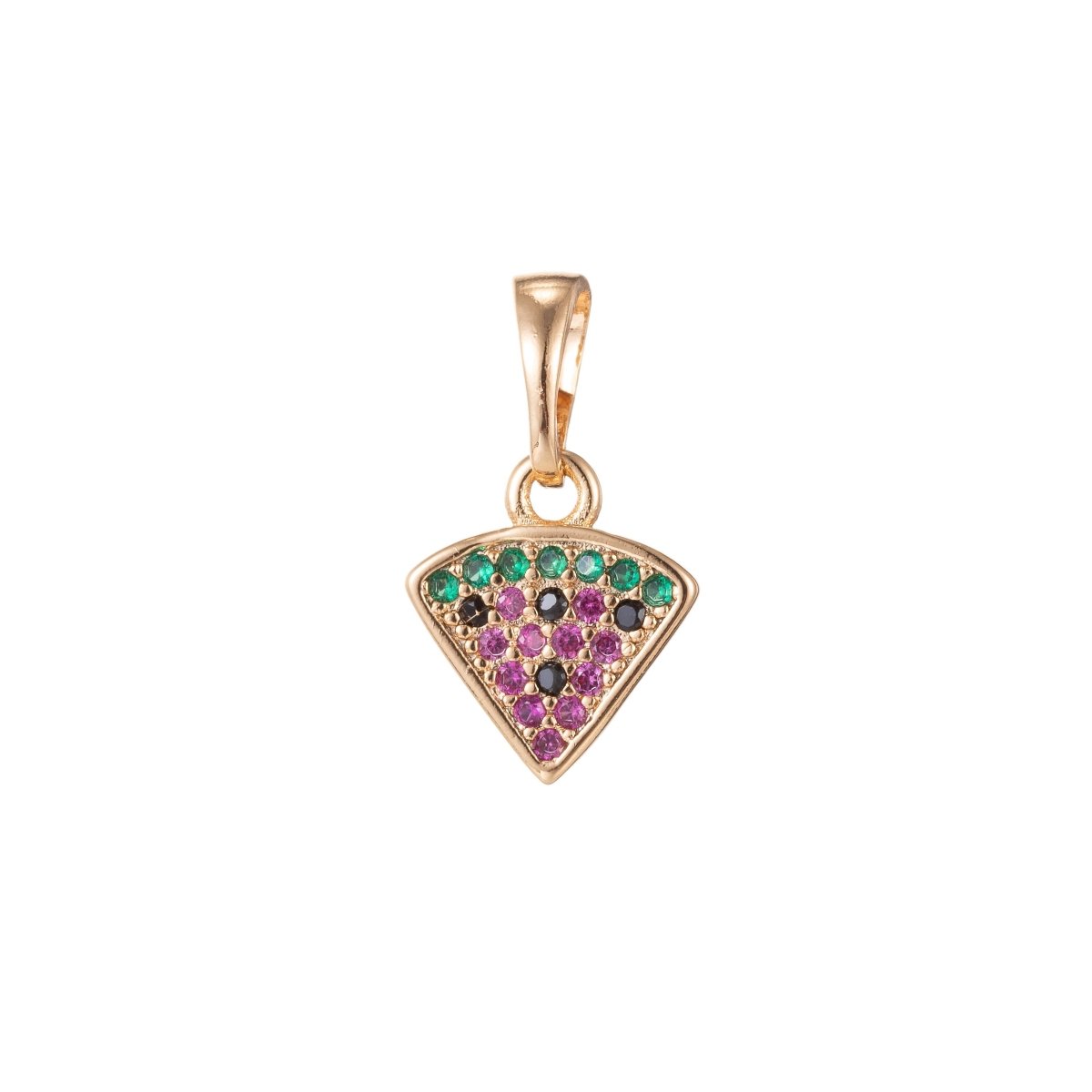 18k Gold Filled Micro Pave CZ Crafted Pizza Pendant Charm, Slice of Pizza Pendant Charm, Gold Filled Pendant, For DIY Jewelry I-418 I-485