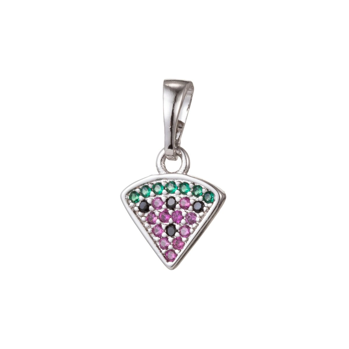 18k Gold Filled Micro Pave CZ Crafted Pizza Pendant Charm, Slice of Pizza Pendant Charm, Gold Filled Pendant, For DIY Jewelry I-418 I-485