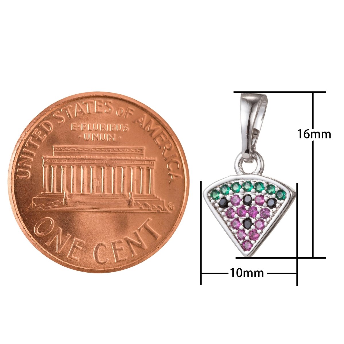 18k Gold Filled Micro Pave CZ Crafted Pizza Pendant Charm, Slice of Pizza Pendant Charm, Gold Filled Pendant, For DIY Jewelry I-418 I-485