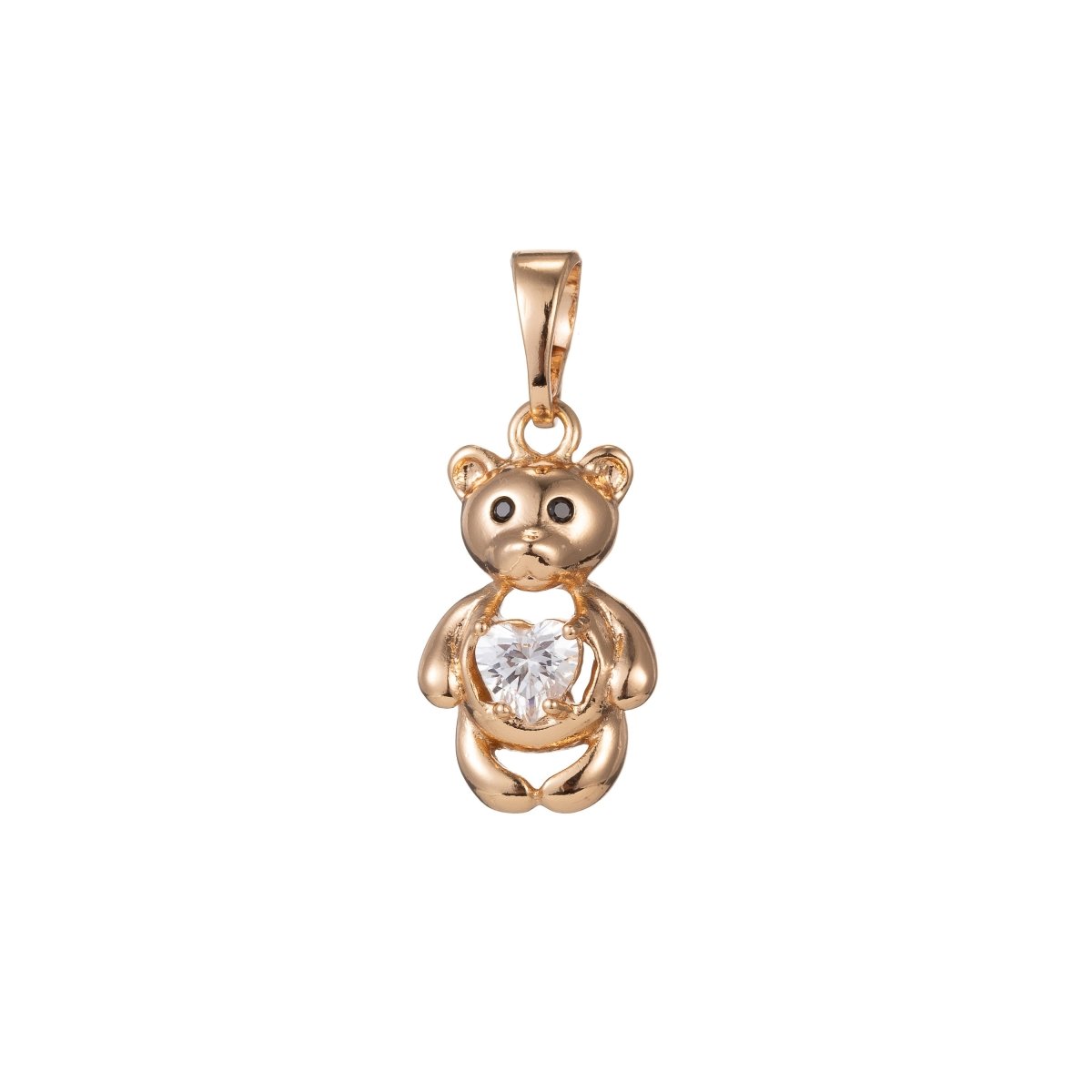 18k Gold Filled Micro Pave CZ Cutie Bear Pendant Charm, Micro Pave CZ Bear Pendant Charm, Gold Filled Animal Pendant, For DIY Jewelry I-524 - DLUXCA