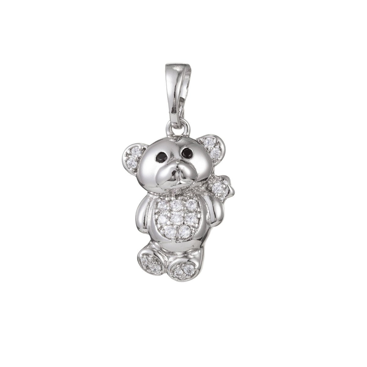 18k Gold Filled Micro Pave CZ Cutie Bear Pendant Charm, Micro Pave CZ Bear Pendant Charm, Gold Filled Pendant, For DIY Jewelry I-412 I-481