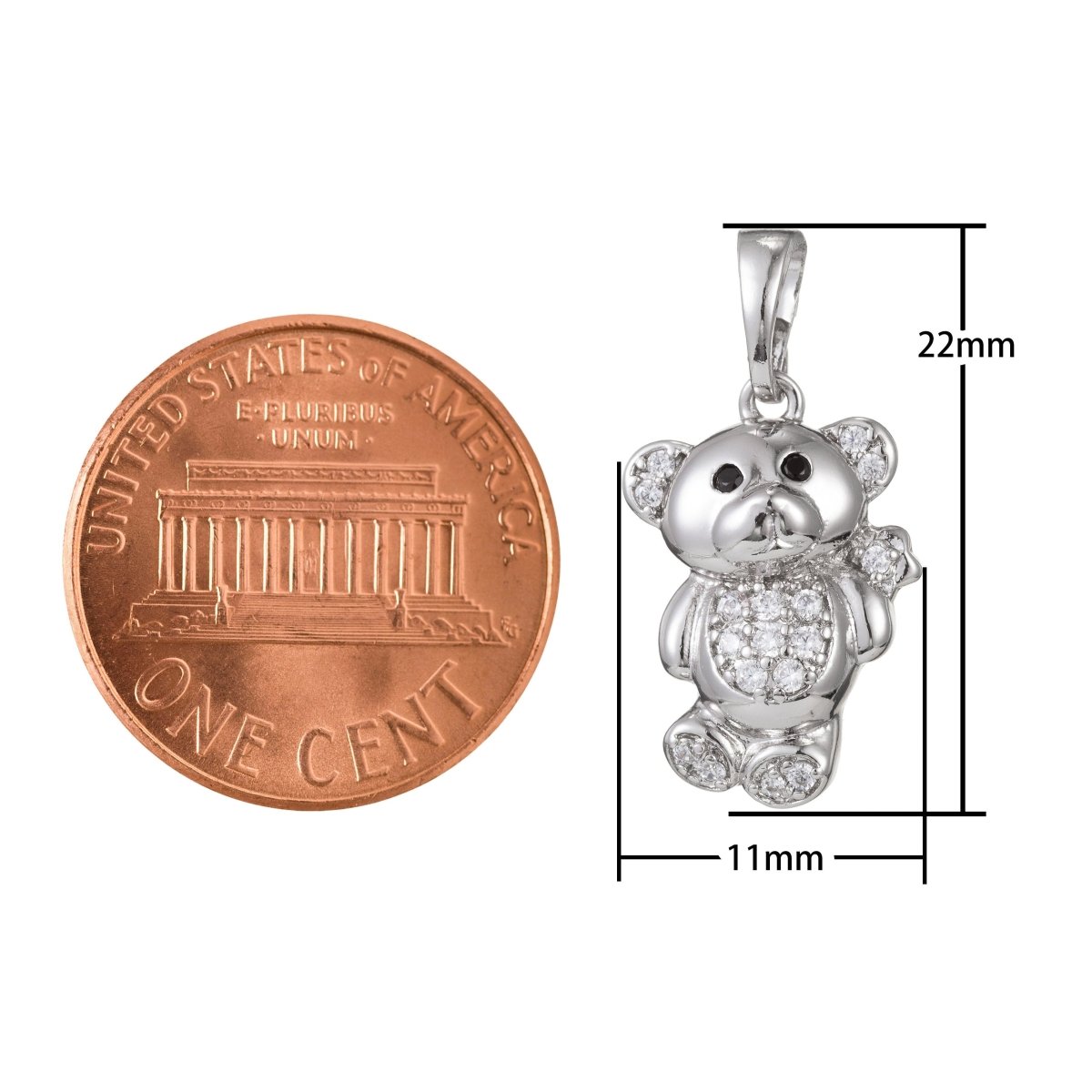 18k Gold Filled Micro Pave CZ Cutie Bear Pendant Charm, Micro Pave CZ Bear Pendant Charm, Gold Filled Pendant, For DIY Jewelry I-412 I-481