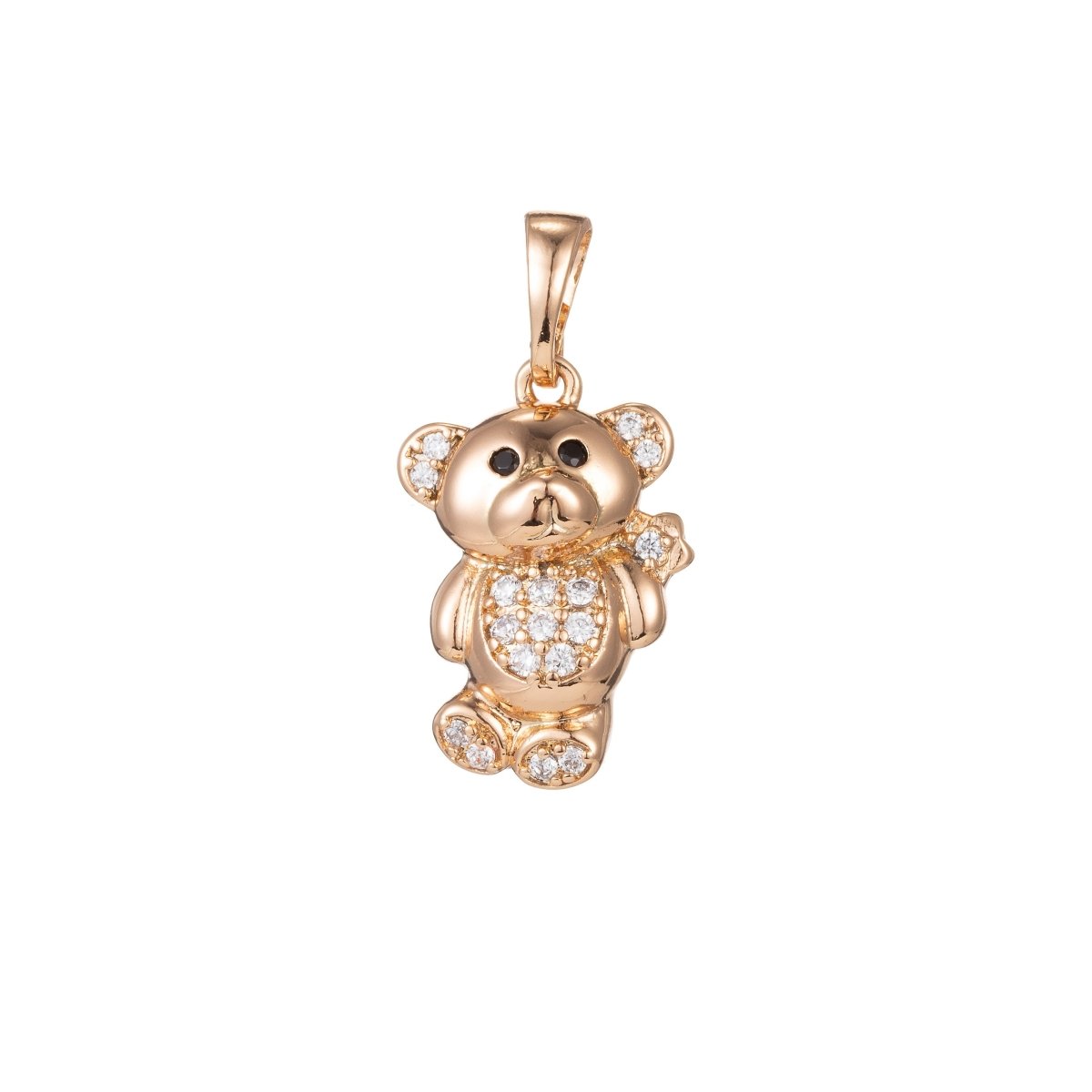 18k Gold Filled Micro Pave CZ Cutie Bear Pendant Charm, Micro Pave CZ Bear Pendant Charm, Gold Filled Pendant, For DIY Jewelry I-412 I-481