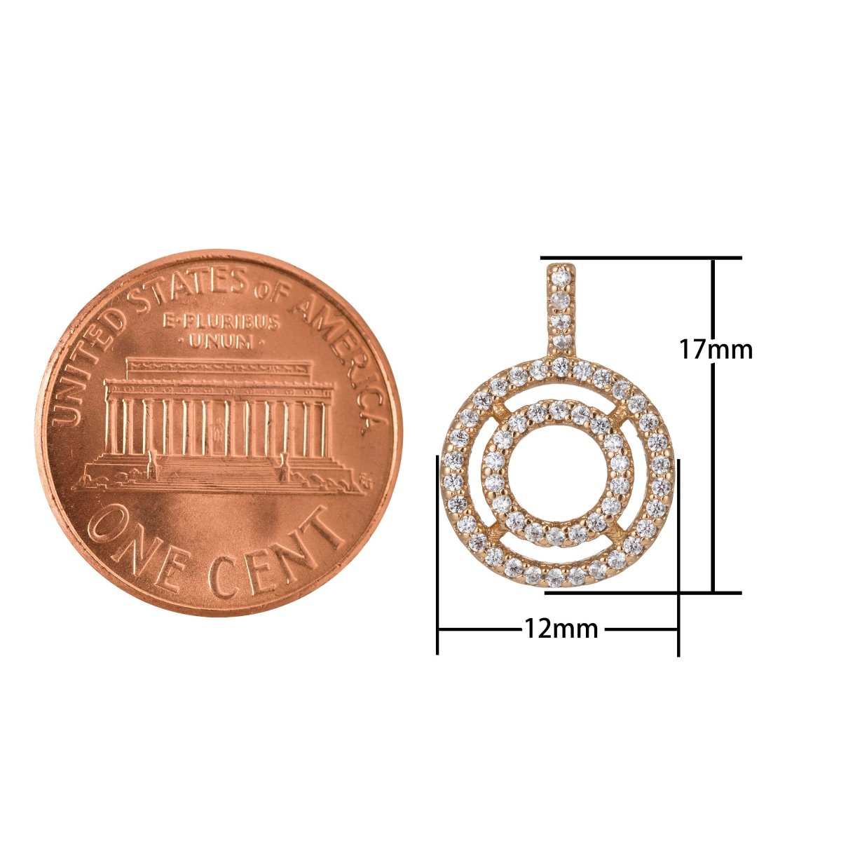 18k Gold Filled Micro Pave CZ Geometric Pendant Charm, Micro Pave CZ Circle Pendant Charm, Gold Filled Pendant, For DIY Jewelry I-520 - DLUXCA