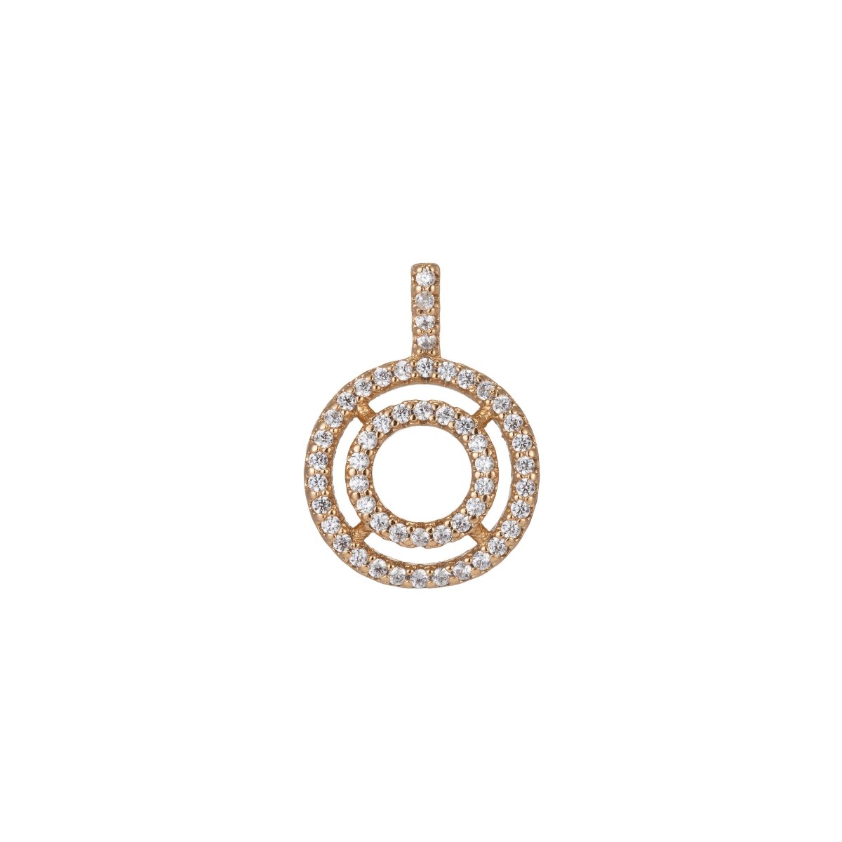 18k Gold Filled Micro Pave CZ Geometric Pendant Charm, Micro Pave CZ Circle Pendant Charm, Gold Filled Pendant, For DIY Jewelry I-520 - DLUXCA