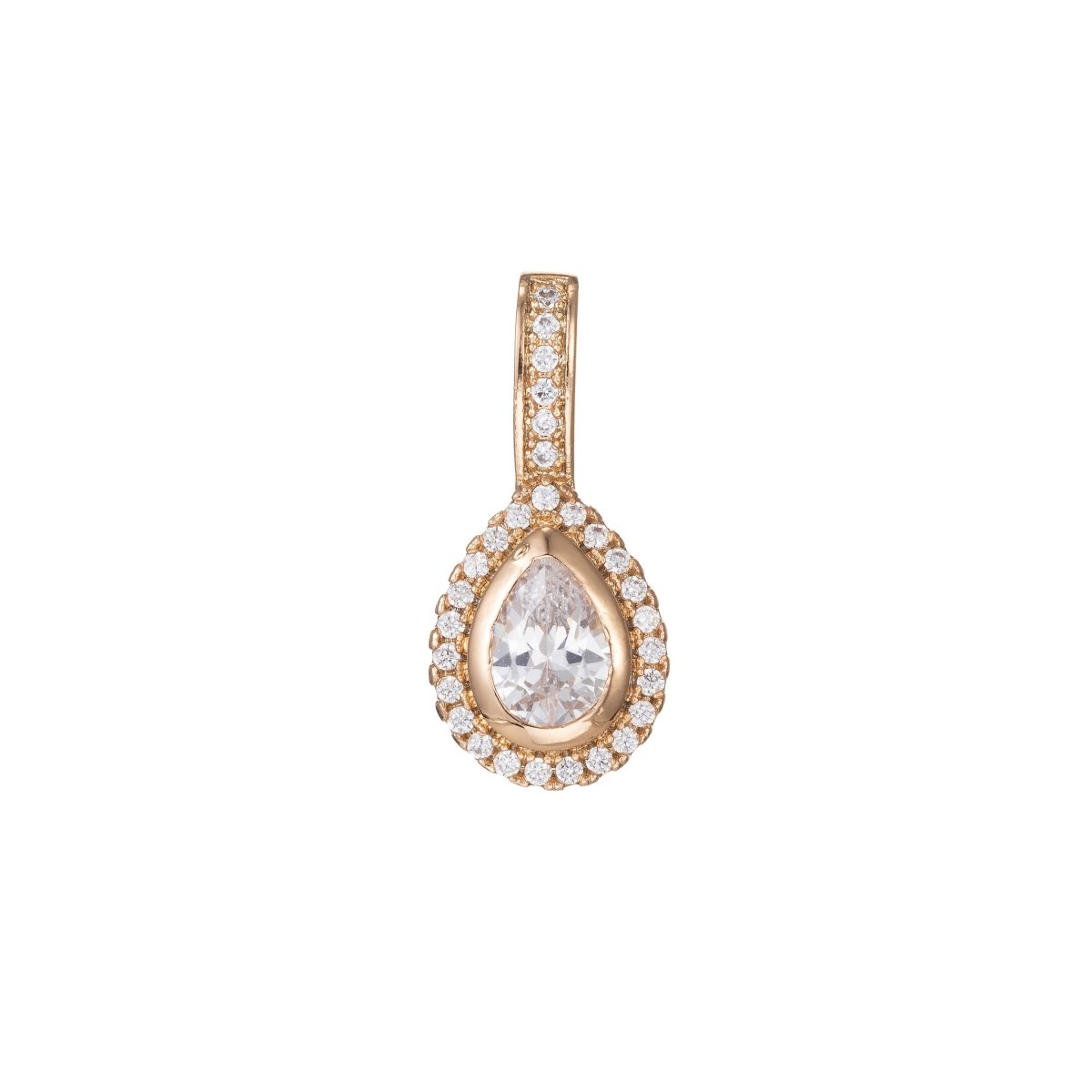 18k Gold Filled Micro Pave CZ Geometric Pendant Charm, Micro Pave CZ Oval Pendant Charm, Gold Filled Pendant, For DIY Jewelry I-409 - DLUXCA
