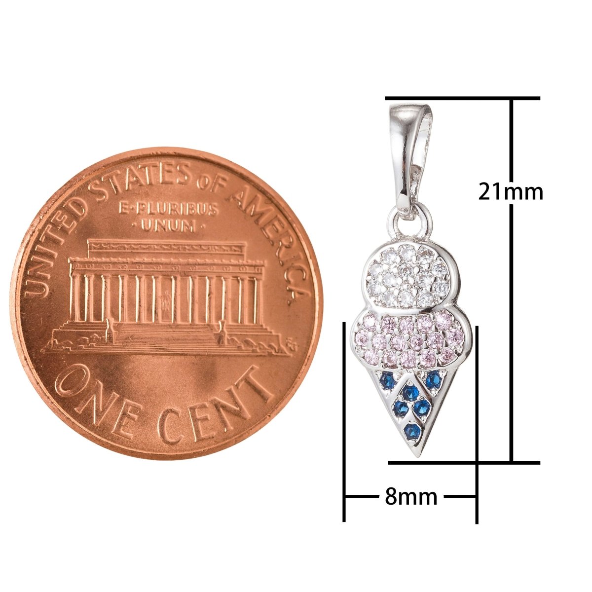 18k Gold Filled Micro Pave CZ Ice Cream Pendant Charm, Ice Cream Pendant Charm, Gold Filled Desert Pendant, For DIY Jewelry Making I-428 I-501