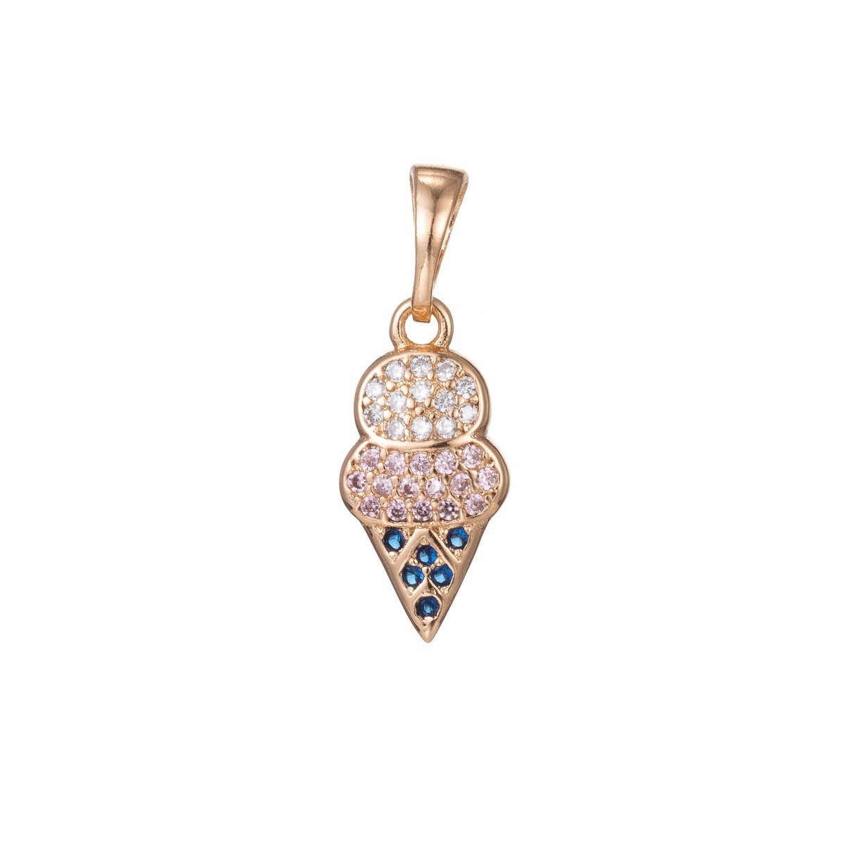 18k Gold Filled Micro Pave CZ Ice Cream Pendant Charm, Ice Cream Pendant Charm, Gold Filled Desert Pendant, For DIY Jewelry Making I-428 I-501
