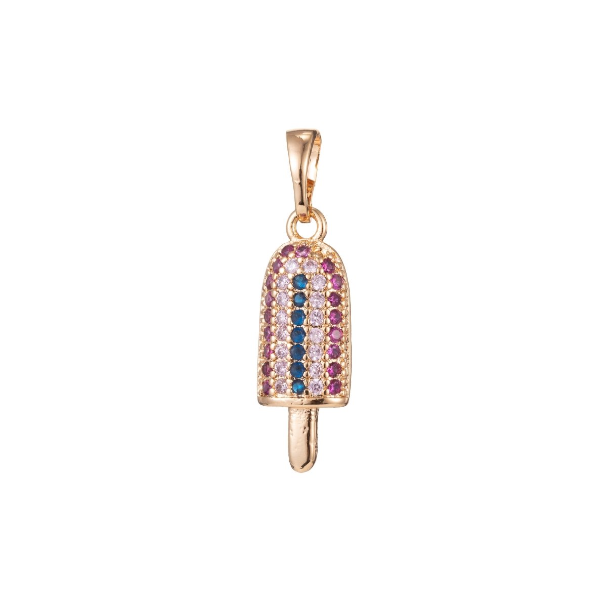 18k Gold Filled Micro Pave CZ Popsicle Pendant Charm, Ice Pop Pendant Charm, Gold Filled Desert Pendant, For DIY Jewelry Making I-429 I-472