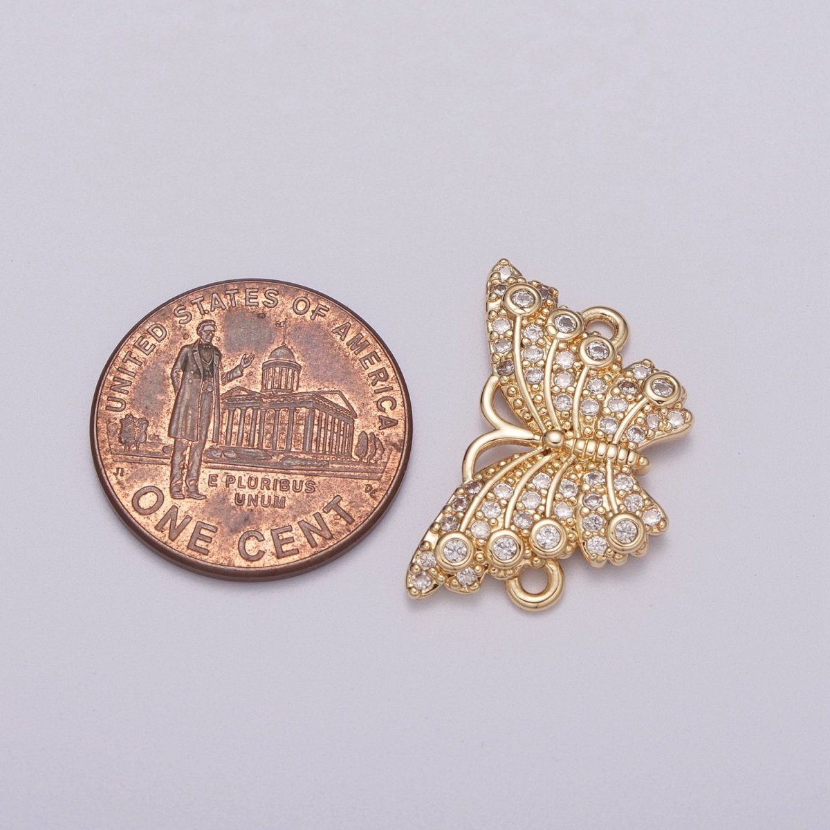 18k Gold Filled Micro Pave Monarch Butterfly Link Connector for Bracelet Necklace Component Y-376 Y-377