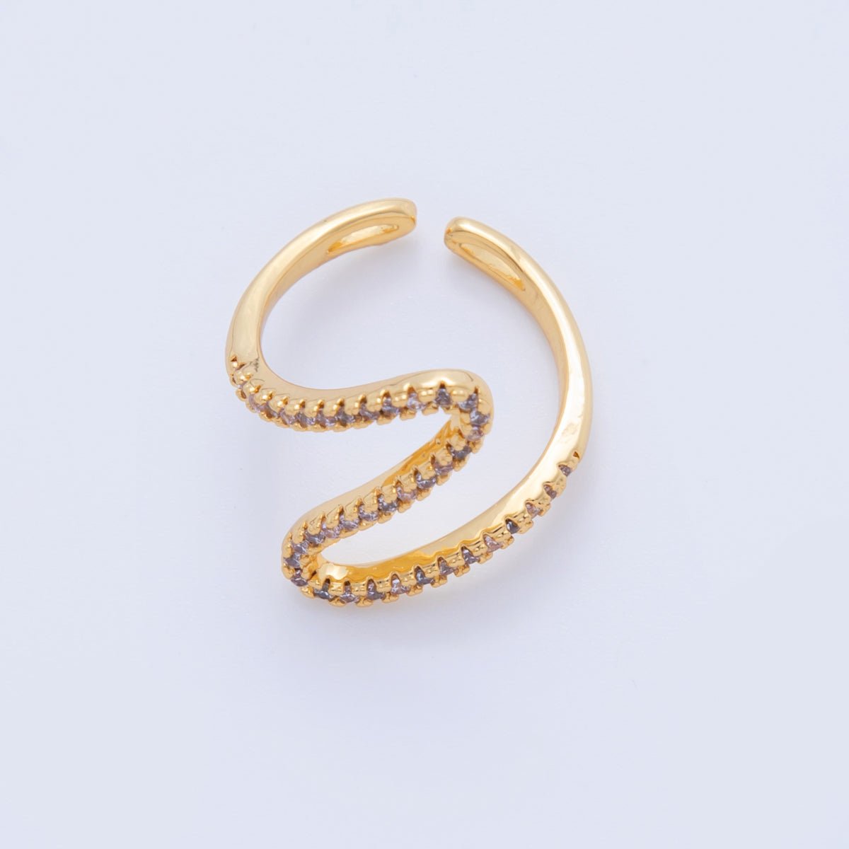 18K Gold Filled Micro Paved Curve Wave Ring | O2022 - DLUXCA