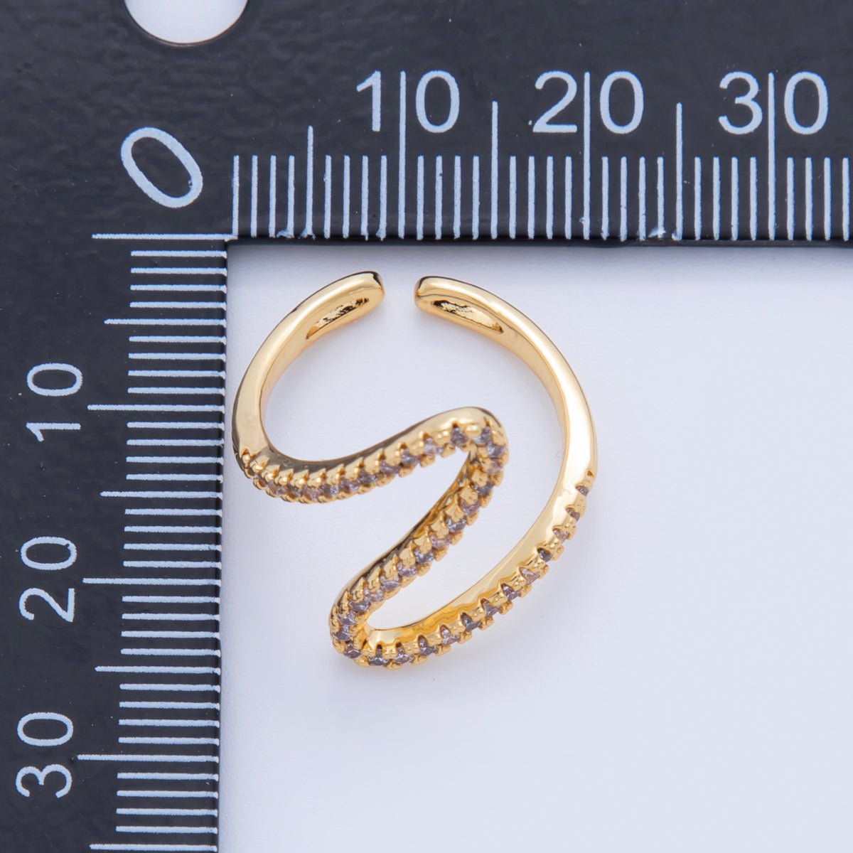 18K Gold Filled Micro Paved Curve Wave Ring | O2022 - DLUXCA