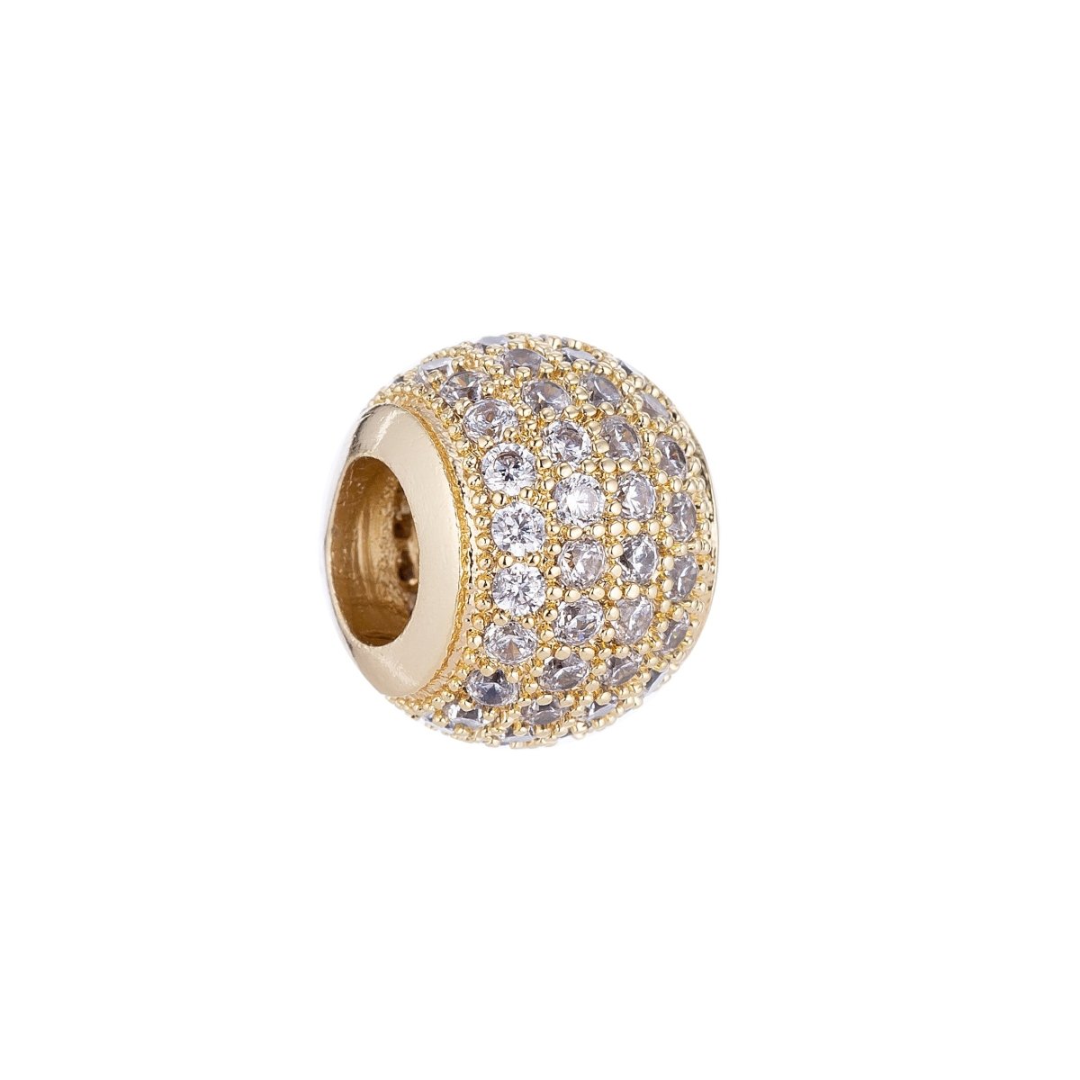18K Gold Filled Micro Paved CZ 10mm Round Spacer Bead | B-001 - DLUXCA