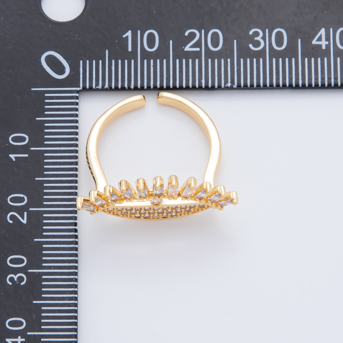 18K Gold Filled Micro Paved CZ Baguette Geometric Evil Eye Ring | O2026 - DLUXCA