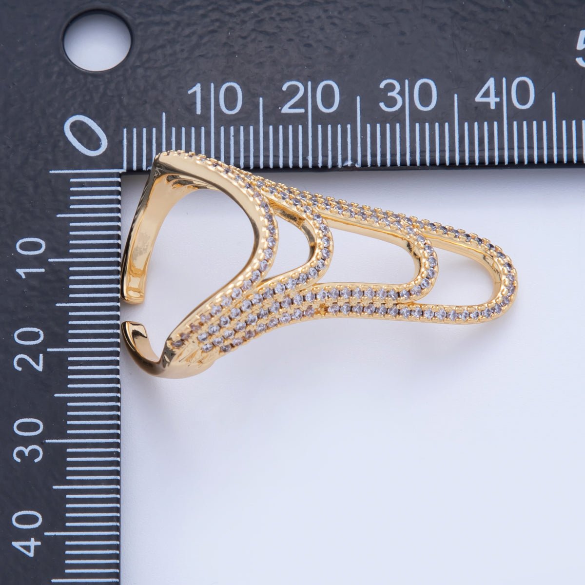 18K Gold Filled Micro Paved CZ Multiple Curve Drip Band Ring | O1722 - DLUXCA