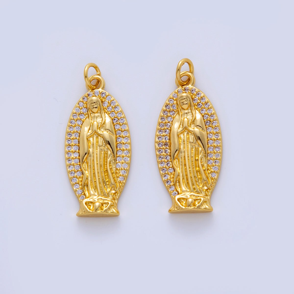 18K Gold Filled Micro Paved CZ Religious Mother Mary Guadalupe Charm | AF322 - DLUXCA