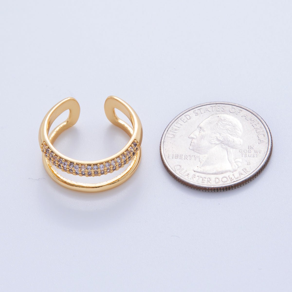 18K Gold Filled Micro Paved Double Band Ring | O2021 - DLUXCA