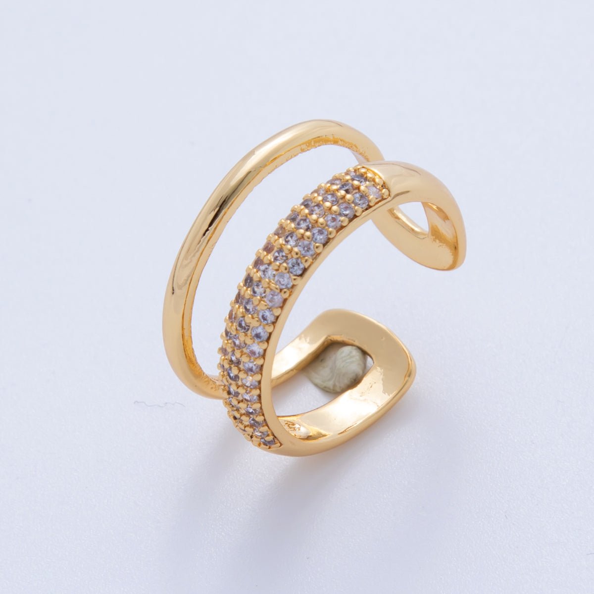 18K Gold Filled Micro Paved Double Band Ring | O2021 - DLUXCA